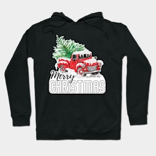 Merry Christmas, Vintage Red Truck © GraphicLoveShop Hoodie